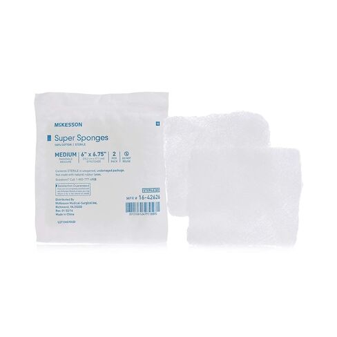 McKesson Super Sponges, Sterile, 100% Cotton, Fluff Dressing, 6 in x 6 3/4 in, 2 per Pack, 20 Packs, 40 Total in Saudi Arabia