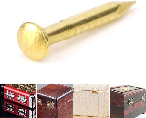 Oumefar 100PCS Gold Round Head Nail Solid Brass Nails Mini Model Nail Furniture Hinge for Hardware Accessories DIY Crafts Brass Brads 1/2 Inch Brass Boat Nails Ringed 1"(#4) 12 Gauge Brass Nail in Saudi Arabia