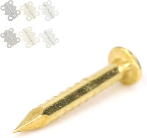 Oumefar 100PCS Gold Round Head Nail Solid Brass Nails Mini Model Nail Furniture Hinge for Hardware Accessories DIY Crafts Brass Brads 1/2 Inch Brass Boat Nails Ringed 1"(#4) 12 Gauge Brass Nail in Saudi Arabia