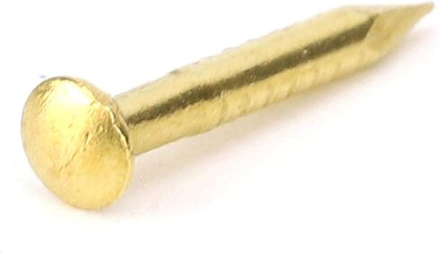 Oumefar 100PCS Gold Round Head Nail Solid Brass Nails Mini Model Nail Furniture Hinge for Hardware Accessories DIY Crafts Brass Brads 1/2 Inch Brass Boat Nails Ringed 1"(#4) 12 Gauge Brass Nail in Saudi Arabia