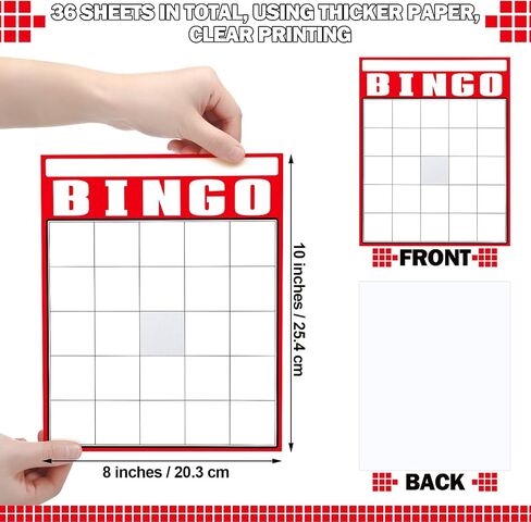 Marspark 36 Pcs Multi-Color Bingo Cards Bulk Multicolor Jumbo Bingo Game Board Make Your Own Sheet Squares for Adult Party Blank Square Fill in Gift in Saudi Arabia