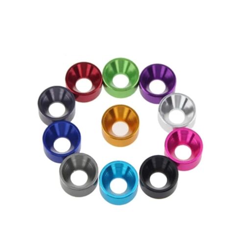 washers,Aluminum Washer, M2 M2.5 M3 M4 M5 M6 M8 Aluminum Alloy Colourful Anodized Countersunk Washer Gasket 10pcs(Green,10PCS-M3) in Kuwait