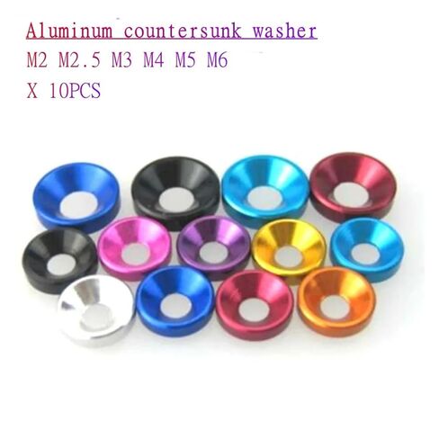 washers,Aluminum Washer, M2 M2.5 M3 M4 M5 M6 M8 Aluminum Alloy Colourful Anodized Countersunk Washer Gasket 10pcs(Green,10PCS-M3) in Kuwait