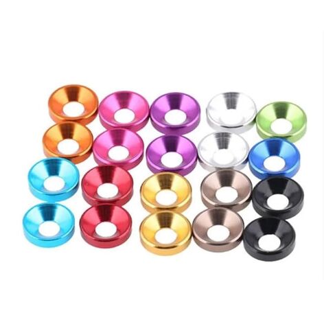washers,Aluminum Washer, M2 M2.5 M3 M4 M5 M6 M8 Aluminum Alloy Colourful Anodized Countersunk Washer Gasket 10pcs(Green,10PCS-M3) in Kuwait