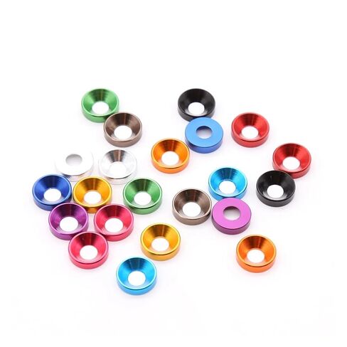 غسالات ، غسالة الألومنيوم ، عدادات سبيكة الألومنيوم غسالات رأس متعددة M2 M2.5 M3 M4 M5 (Orange ، 10pcs-M5) in Kuwait