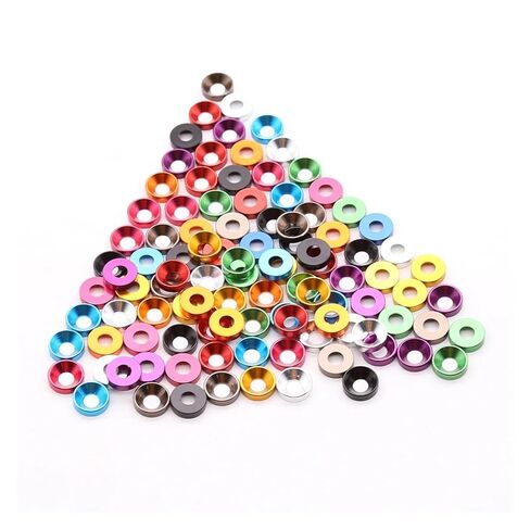 غسالات ، غسالة الألومنيوم ، عدادات سبيكة الألومنيوم غسالات رأس متعددة M2 M2.5 M3 M4 M5 (Orange ، 10pcs-M5) in Kuwait