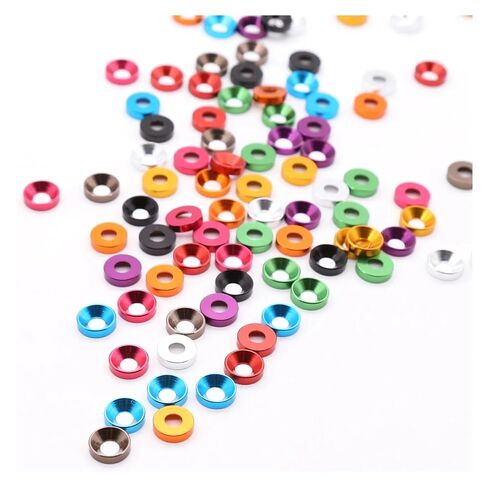 غسالات ، غسالة الألومنيوم ، عدادات سبيكة الألومنيوم غسالات رأس متعددة M2 M2.5 M3 M4 M5 (Orange ، 10pcs-M5) in Kuwait