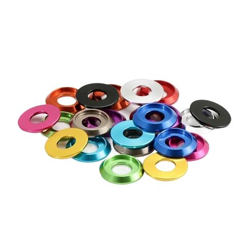 غسالات ، غسالة الألومنيوم ، M2 M2.5 M3 M4 M5 M6 M8 ملونة ألومنيوم سبيكة كوب كوب غسالة آل الحشيات المعدنية لبرغي الرأس المسمار RC أجزاء 5/10pcs (رمادي ، 5pcs-M3) in Kuwait