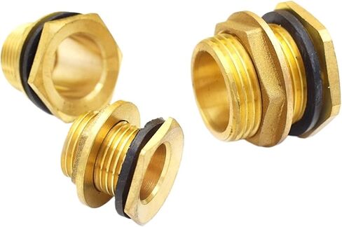 2pcs محول خزان السمك 1/2 "3/4" 1 "ذكور الخيط النحاس أنبوب واحد مفتاح فضفاض دوار تركيب الجوز الخزان الموصل النحاس (1 بوصة) in Saudi Arabia