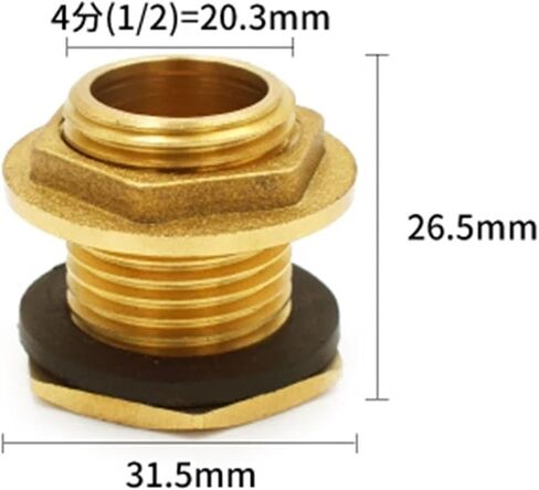 2pcs محول خزان السمك 1/2 "3/4" 1 "ذكور الخيط النحاس أنبوب واحد مفتاح فضفاض دوار تركيب الجوز الخزان الموصل النحاس (1 بوصة) in Saudi Arabia