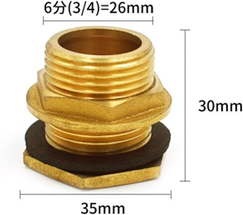 2pcs محول خزان السمك 1/2 "3/4" 1 "ذكور الخيط النحاس أنبوب واحد مفتاح فضفاض دوار تركيب الجوز الخزان الموصل النحاس (1 بوصة) in Saudi Arabia
