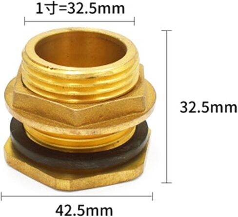 2pcs محول خزان السمك 1/2 "3/4" 1 "ذكور الخيط النحاس أنبوب واحد مفتاح فضفاض دوار تركيب الجوز الخزان الموصل النحاس (1 بوصة) in Saudi Arabia