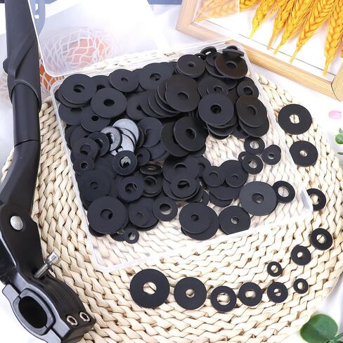 240 Pcs Rubber Washers Assortment Kit, 6 Sizes: 12/16/18/20/25/30 mm, Black Rubber Gasket, Vibration Absorbing, Ideal for Plumbing, Automotive, General Household Use in Saudi Arabia