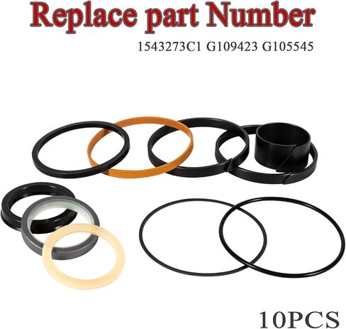 Generic 1543273C1 G109423 G105545 Hydraulic Cylinders Seal Kit (Rod 2" & Bore 4") Fits Case Backhoe Loader, Crawler Dozer/Loader, Wheel Loader Cylinder Models with one-piece rod pistons in Kuwait