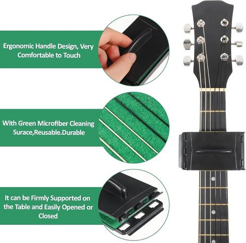 2 PCS Guitar String Cleaner, Green & Yellow String & Fretboard Guitar String Care Kit Premium Fretboard Cloth Guitar Maintenance Accessories for Electric Guitar Violin Bass Ukulele in Saudi Arabia