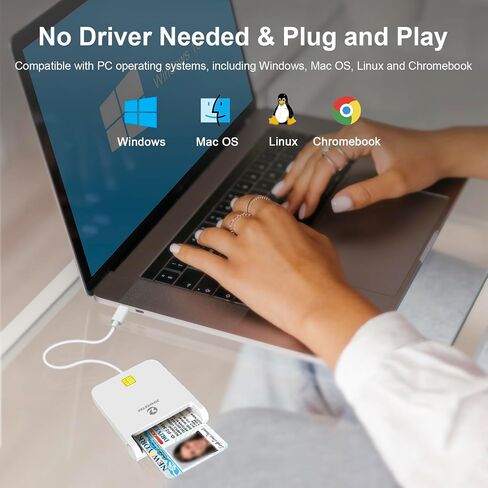 ZOWEETEK CAC Reader USB C, CAC Card Reader Military, DOD Military USB Common Access CAC, Compatible with Windows 10/11, Mac OS 10.15 and Linux (Type C) in Kuwait