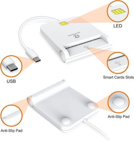 ZOWEETEK CAC Reader USB C, CAC Card Reader Military, DOD Military USB Common Access CAC, Compatible with Windows 10/11, Mac OS 10.15 and Linux (Type C) in Kuwait