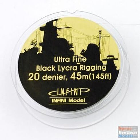 Sprue Brothers Black Lycra Ship Tharging - Ultra Fine 20 Denier (0.048 مم × 145 قدمًا) ، Infir0201b in Saudi Arabia