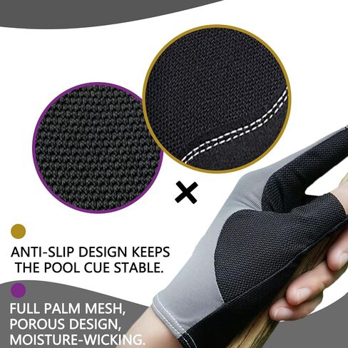 Breathable Billiard Gloves, Quick Drying Breathable Left Hand 5 Fingers, Durable Double Stitching, Adjustable Wrap-Around Fit Snooker Billiard Gloves, Adjustable Unisex Size in Saudi Arabia