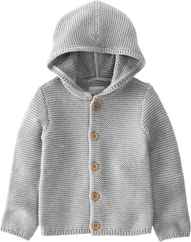 little planet by carter's Unisex Baby Organic Signature Stitch Cardigan, Grey Heather, 3 Months in Kuwait