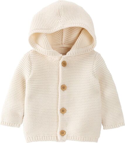 little planet by carter's Unisex Baby Organic Signature Stitch Cardigan, Grey Heather, 3 Months in Saudi Arabia