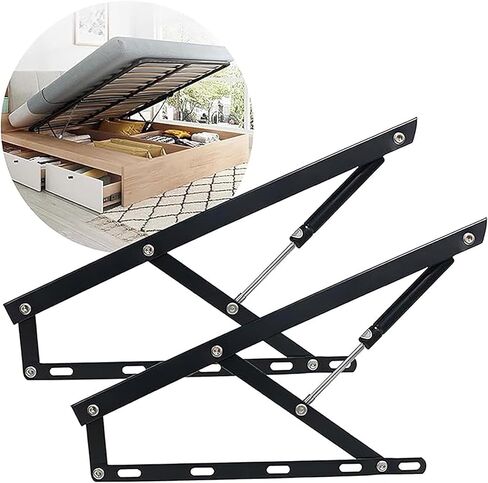 Storage Bed Lift Mechanism Kit, Lift Up Storage Bed Frame Hinge Set, Heavy Duty Triangular Spring Hinges Gas Spring Bed Storage Lift Kit for Durability and Resistance in Saudi Arabia