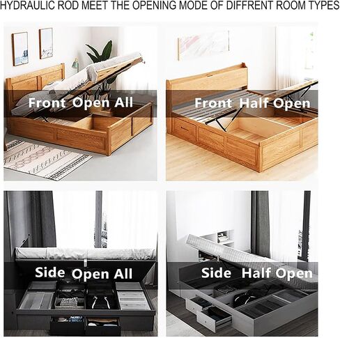 Storage Bed Lift Mechanism Kit, Lift Up Storage Bed Frame Hinge Set, Heavy Duty Triangular Spring Hinges Gas Spring Bed Storage Lift Kit for Durability and Resistance in Saudi Arabia