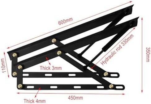 Storage Bed Lift Mechanism Kit, Lift Up Storage Bed Frame Hinge Set, Heavy Duty Triangular Spring Hinges Gas Spring Bed Storage Lift Kit for Durability and Resistance in Saudi Arabia