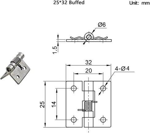 Industrial Equipment 304 Stainless Steel Spring Hinge 2.5/3 Inch Reset Spring Hinge 1Pcs(38x32 Buffed) in Saudi Arabia
