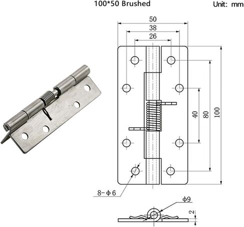Industrial Equipment 304 Stainless Steel Spring Hinge 2.5/3 Inch Reset Spring Hinge 1Pcs(38x32 Buffed) in Saudi Arabia