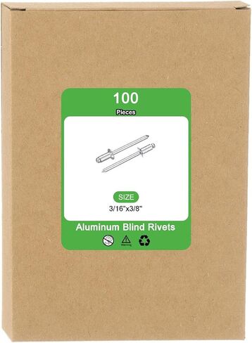 uxcell 100Pcs 3/16"x3/8" Aluminum Countersunk Blind Rivet, Open-End Type Blind Rivets for DIY, Sheet Metal, Automotive Repairs, Furniture, Boat, and Duct Work (Silver) in Saudi Arabia