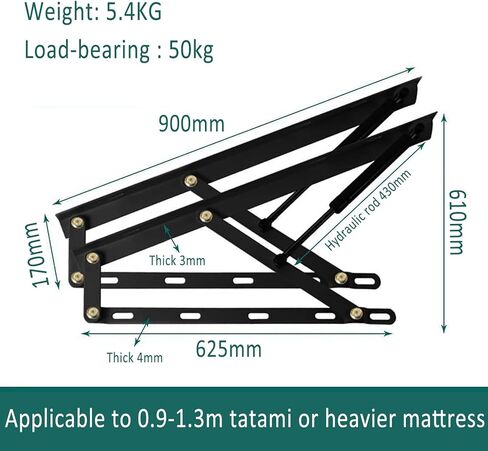 Storage Bed Lift Mechanism,1 Pair Heavy Duty Bed Storage Lift, Cabinet & Furniture Hinges, Bed Lift Support, Folding Lift Up Spring Hinges for Storage Bed Box or Sofa in Saudi Arabia