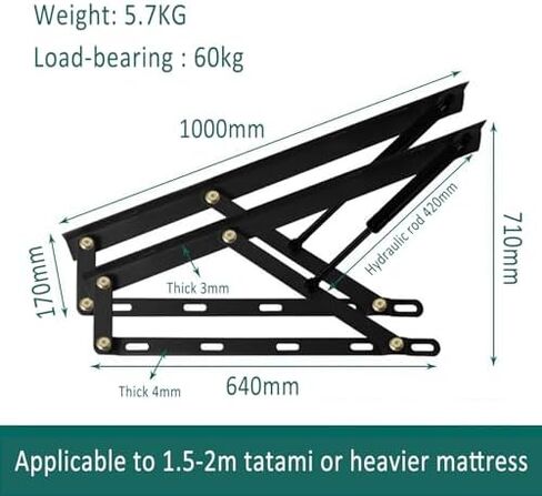 Storage Bed Lift Mechanism,1 Pair Heavy Duty Bed Storage Lift, Cabinet & Furniture Hinges, Bed Lift Support, Folding Lift Up Spring Hinges for Storage Bed Box or Sofa in Saudi Arabia