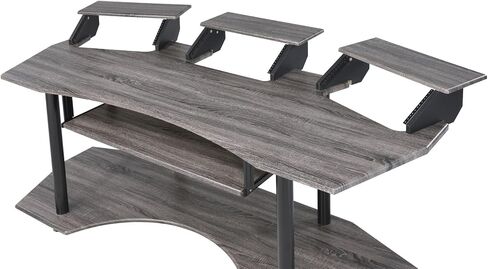 83" Black Oak/Oak Finish Music Recording Studio Desk，Laptop Desk for Bedroom in Saudi Arabia