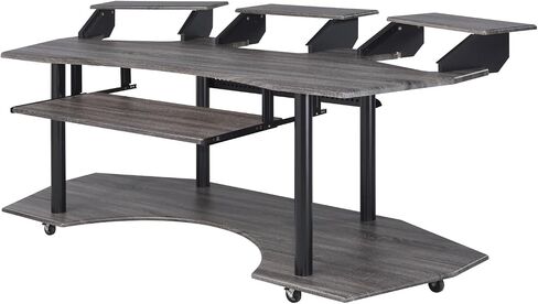 83" Black Oak/Oak Finish Music Recording Studio Desk，Laptop Desk for Bedroom in Saudi Arabia