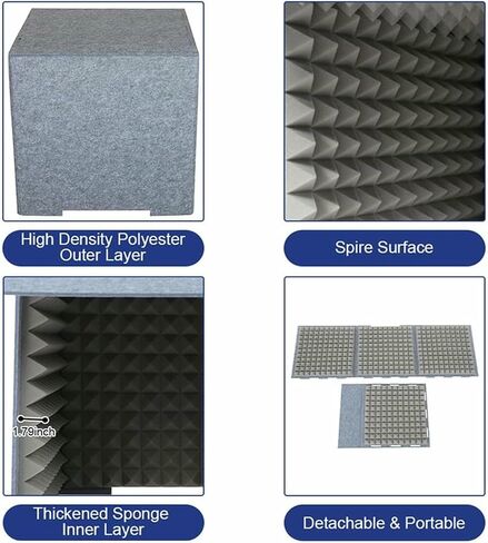 Portable Vocal Booth, Desktop Soundproof Cover, Self Made Recording Box, Microphone Isolation Studio for Podcasts Singing Broadcasting in Saudi Arabia