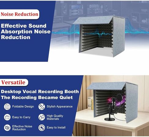 Soundproof Booth Portable Isolation Booth, Foldable Microphone Vocal Box, Self Made Recording Studio, for Podcasts Singing Gaming in Kuwait