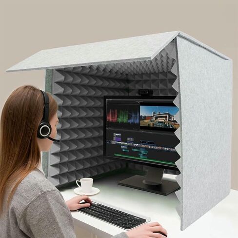 Soundproof Booth Portable Isolation Booth, Foldable Microphone Vocal Box, Self Made Recording Studio, for Podcasts Singing Gaming in Kuwait