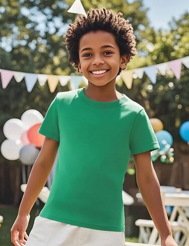 COSLAND Boys' 100% Cotton Heavyweight Short Sleeve Crewneck T Shirt in Saudi Arabia