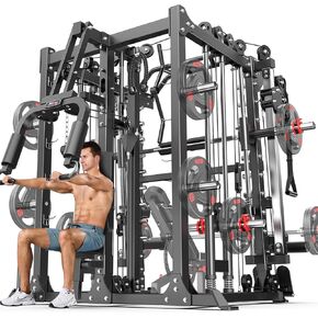 Smith Machine，Multi-Function Squat Rack Power Cage with Cable Crossover System,with Optional Weight Bench, Olympic Barbell Weight Set, for Home Gym in Kuwait