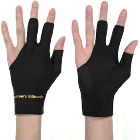 Xindojuz 2 PCS Pool Glove Left Hand, 3 Finger Durable Billiards Glove Professional Snooker Cue Sport Gloves Accessories Popular Sizes for Men & Women (Black) in Kuwait