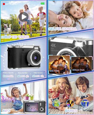Kids Camera with flip Screen for Boys and Girls 1080P Video Kids Digital Camera Toys Christmas Birthday Gift for 3-12 Year Old in Saudi Arabia