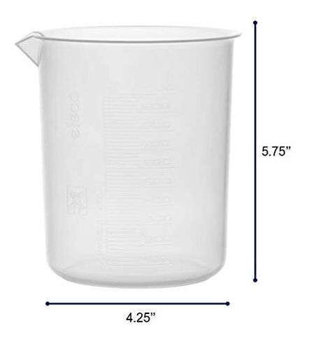 EISCO 3PK Plastic Beakers, 1000ml - Polypropylene Plastic - Raised Graduations, Tapered Spout - Euro Design in Saudi Arabia