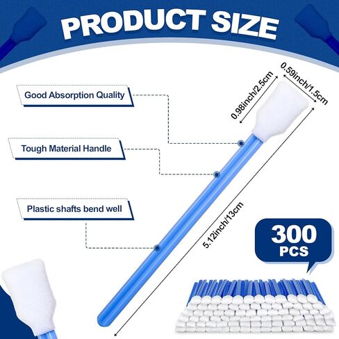 Dunzy 300 PCS Foam Cleaning Swab Stick 5.12 "Blue Square Rectangle Sponge Plails for Format Format Enkjet Printer Equipment in Saudi Arabia