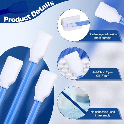 Dunzy 300 PCS Foam Cleaning Swab Stick 5.12 "Blue Square Rectangle Sponge Plails for Format Format Enkjet Printer Equipment in Saudi Arabia