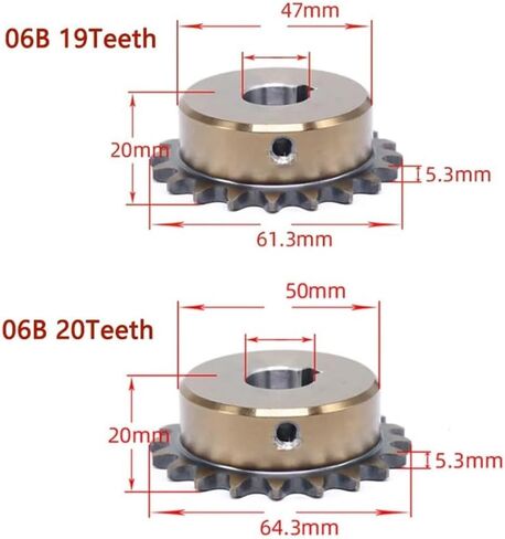 Gears,Motor Pinion Gear, 1pc 17T-20T 06B Precision Industrial Drive Sprocket Wheel 17 18 19 20 Teeth 45#(20 Teeth,22mm (Keyway 6mm)) in Kuwait