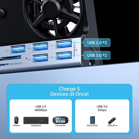 staion staion لسطح البخار ، 11 في 1 Double Fan Steam Deck Dock. VGA Prot ، 1000Mbps Ethernet ، PD100W Charge ، HDMI 2.0 و DP 4K@60HZ.3 USB 3.0 و 3 USB 2.0 PORT. فتحة البخار Deck Dock. in Kuwait