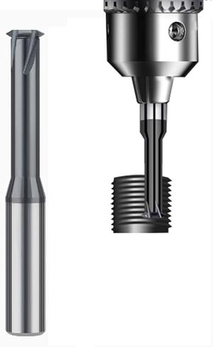TPI Single Pitch Solid Carbide Thread end Mill AlCrN Coated, 0.47in Cutting Diameter, Necked to Thread 1.18in Deep, 0.39in Shank Diameter, 1.97in Overall Length in Saudi Arabia