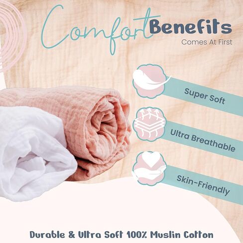 حزمة غطاء وسادة تغيير شاش 100 ٪ من 2-32 × 16 Ultra Soft 120gsm أغطية وسادة تغيير الأطفال للفتيات والفتيان in Kuwait