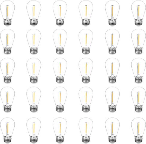 48 pack S14 LED String Light Lights ، مصابيح استبدال داخلية في الهواء الطلق ، مقاوم للماء ، 1W ، 2200K أبيض دافئ مكافئ لـ 10W ، E26 Base Edison LED Light in Saudi Arabia